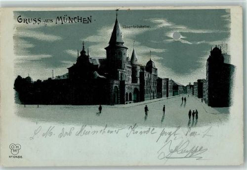 Grus aus Litho Mondschein 1900 AK