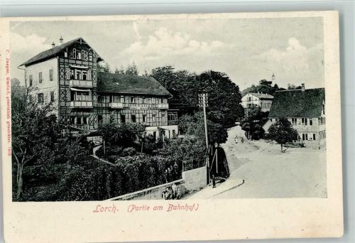 Lorch 1906 Partie am Bahnhof , Gasthof AK
