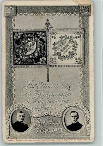 Berlin Mitte 1913 Ereignis - Fahnenweihe d. Kath. Jüngl. Verein b. Safra