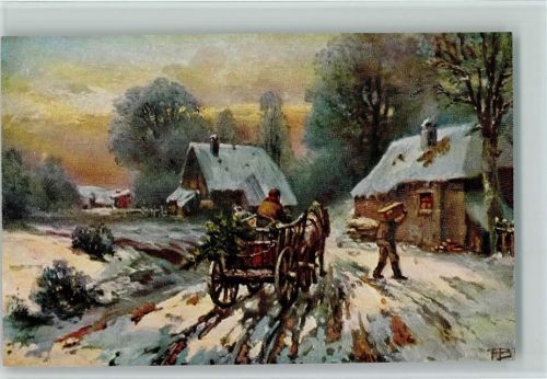 1916 Underberg Serie VII-2 "Dorfleben im Winter" - sehr gute Erhaltung AK