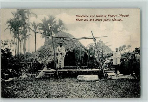 1916 Khasihütte und Betelnuß Palmen - Volkstypen