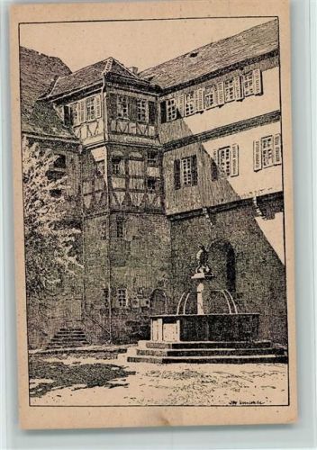 Bildkarte aus Schwaben Reihe 2/3 Karte 6, Schloßhof, Federzeichnung, sehr gute Erhaltung