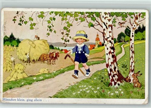 Hänschen Klein - Heuernte, Verlag Oppel Serie 1434-1 Baumgarten, Fritz 1925 Gebrauchsspuren
