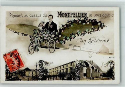 Montpellier 1919 Fantasie Flugzeug - AK