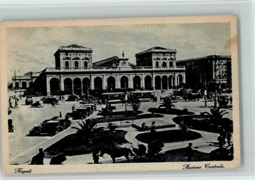 Napoli - Stazione Centrale , Straßenbahn, Autos ca 1936 AK