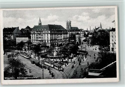 München 1932 Sendlingertorplatz, Straßenbahnen AK