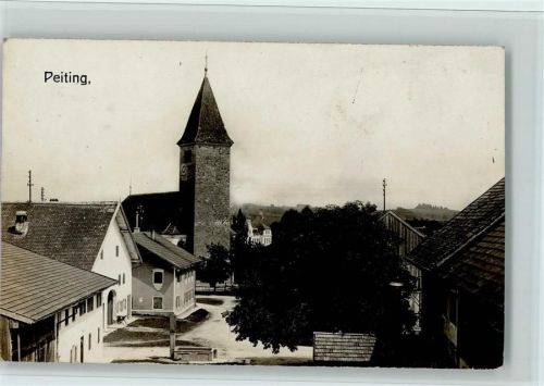 Peiting 1936 Partie bei der Kirche, gute Erhaltung AK