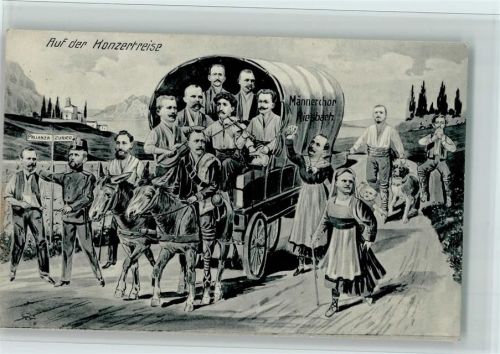 1911 Auf der Konzertreise - Karikatur - Männerchor Riesbach
