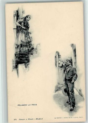 1900 Pelando La Playa - Schöne Frau auf dem Balkon - Sänger