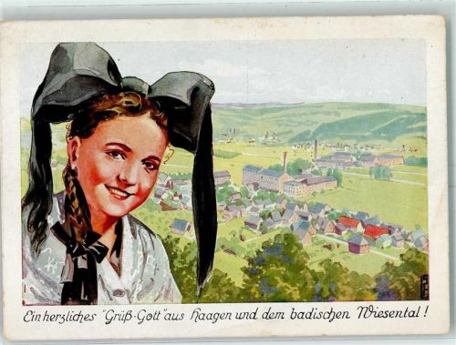 Haagen Frau Tracht Badisches Wiesental sign Werbung Textil-Manufakrtur Haagen