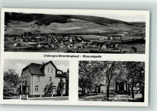 37671 W3470 Ottbergen , Kr Höxter - Gesamtansicht Fremdenheim Ahrens Schattige Gartenanlage 3-Bildaufnahme