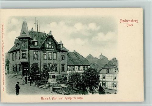 W3424 St. Andreasberg Postamt, Kriegerdenkmal, gute Erhaltung AK Postamt 1900