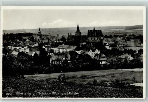 Münsterberg i Schl Blick zum Münster Bahnpost Zug 524