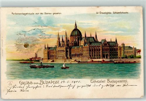 Budapest Gruss aus Sonnenschein AK Motiv Ungarn 1901