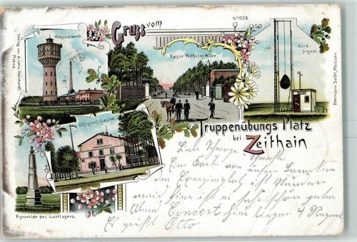 Zeithain 1899 Truppenübungsplatz Wasserwerk Kaiser-Wilhelm-Allee Korb-Signal Offizier Kaisno Pyramide des Lustlagers