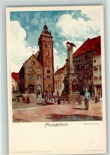 Mosbach 1898 Kriegerdenkmal, Rathaus, Velten Verlag - sehr gute Erhaltung AK