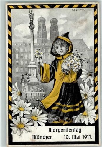 München 1911 Margeritentag sign. Schlemo Münchner Kindl AK