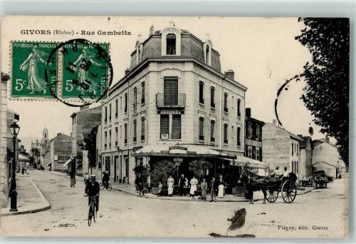 Givors Rue Gambetta Gasthaus Cafe Fahrrad Kutsche