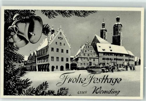 Wemding Frohe Festtage Kirche Winter Schnee Glocken Omnibus