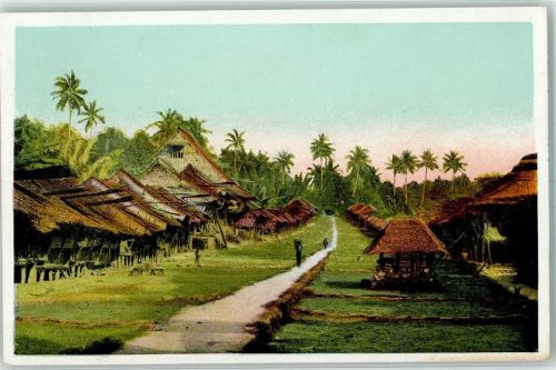 Rheinische Mission auf der Insel Nias Blick auf eine Dorfstraße Südnias