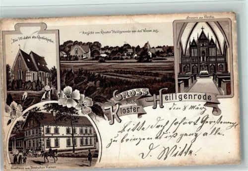 28816 W2805 Heiligenrode b Bremen 1897 Gebrauchsspuren Gruss aus - Lithographie - Kloster, Gasthaus zum Deutschen Kaiser AK