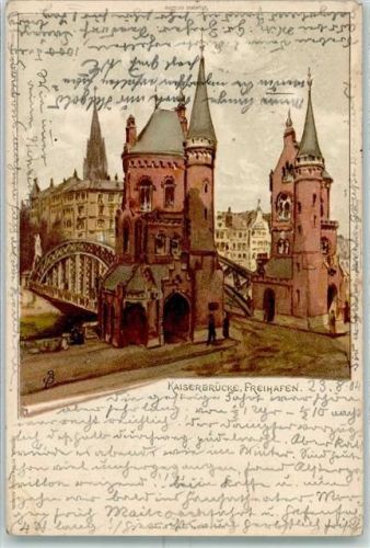 Hamburg 1904 Kaiserbrücke Freihafen AK