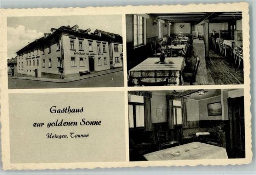 Usingen Gasthaus zur Goldenen Sonne mit Innenansicht AK