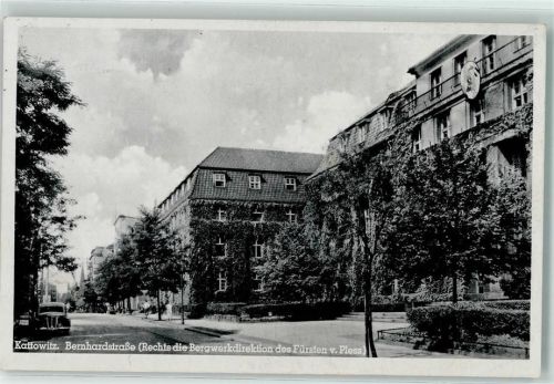 Kattowitz Bernhardstraße Bergwerksdirektion des Fürsten v. Pless Oldtimer WK II Stempel