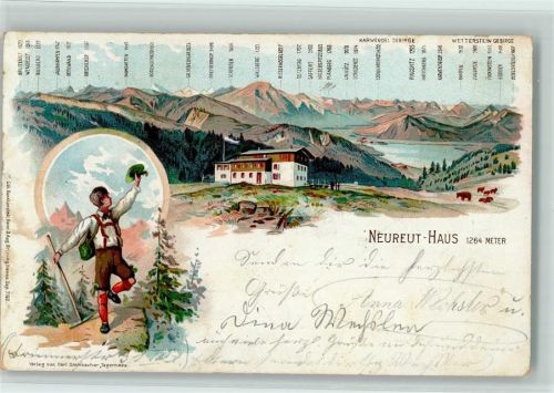 Neureuthaus 1898 Hüttenstempel Bergsteiger
