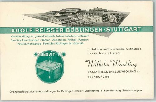 Böblingen Werbung Adolf Reisser Großhandlung für gesundheitstechnischen Installations-Bedarf Junovit