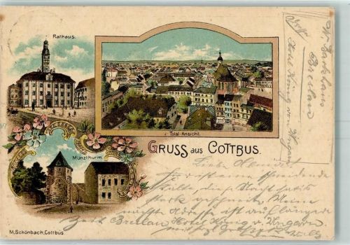 Cottbus 1900 Gruss aus Rathaus AK