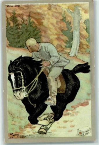 WK I Soldat auf einem Pferd, sign Georgi AK