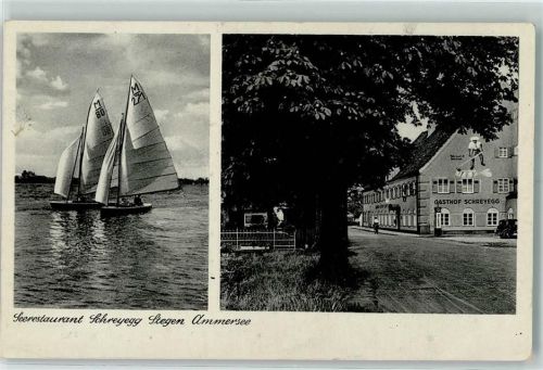 Stegen Seegasthaus Schreyegg Segelboote Rückseite mit Kleberesten bzw Abschürfungen