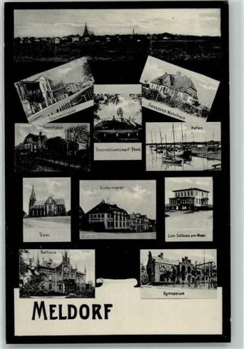 25704 W2223 Meldorf - Südermarkt Rathaus Gymnasium Kreishaus Hafen