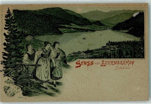 Achenkirch Hotel Achenseehof Tracht Lithographie
