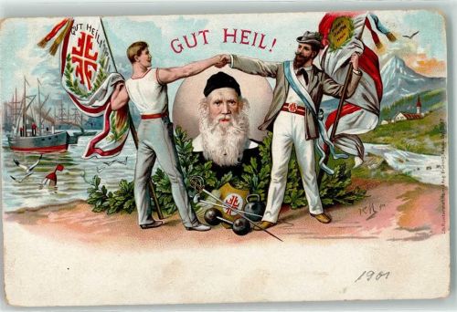 1900 Gut Heil Fahnenträger AK