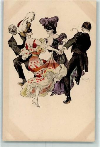 1900 Serie I Nr. 11 sign. Reznicek Jugendstil Tanz Erotik AK