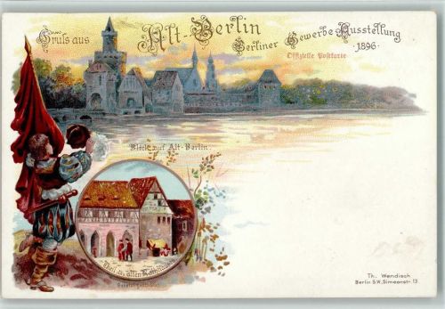 W1000 Berlin Mitte Gruss aus - Alt Berlin, sehr gute Erhaltung AK Gewerbeausstellung 1896