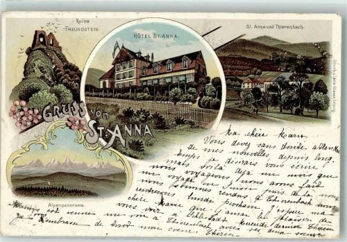 Jungholtz 1897 Ruine Freundstein Hotel St. Anna Thierenbach
