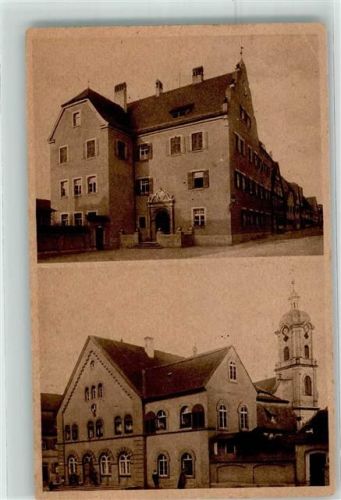 Scheinfeld 1919 I. Bezirksamt II. Rathaus u. Pfarrkirche Marktplatz