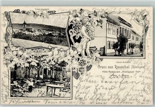 Rauenthal 1902 Hotel Gasthaus Rheingauer Hof Bes C. Weber