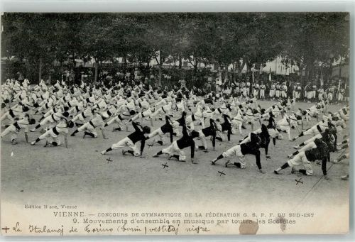 Vienne 1910 Concours de Gymnastik de la Federstion G.S.P.F. du Sud-Est d`ensemble en musique par Toutes les Societes
