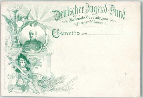 O9000 Chemnitz , Sachs Deutscher Jugend Bund Nationale Vereinigung junger Männer Jugendbewegung 1900 Lithographie