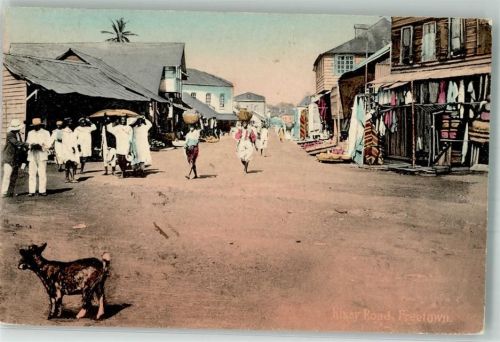 Freetown 1909 Tracxht Handlung Strasse Ort lt. Stempel