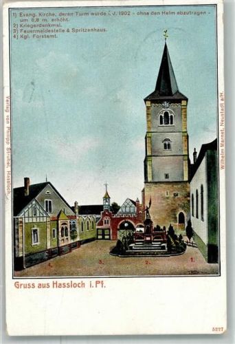 Haßloch Ev. Kirche Kriegerdenkmal Kgl. Forstamt Spritzenhaus