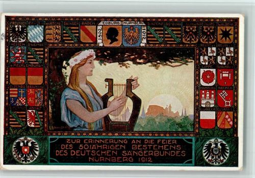 W8500 Nürnberg Erinnerung an die Feier des 50jährigen Bestehens des Sängerbundes 1912 - Ereignis - Wappen, Sängerfest