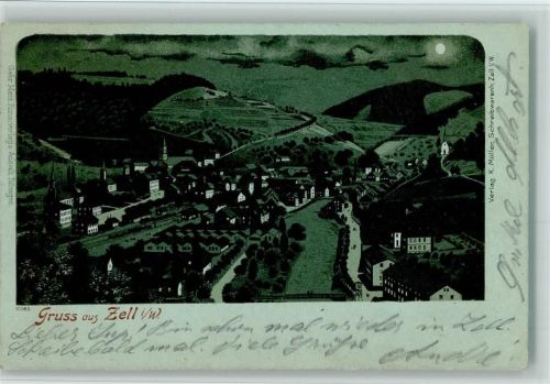 Zell 1902 Gruss aus - Mondschein AK