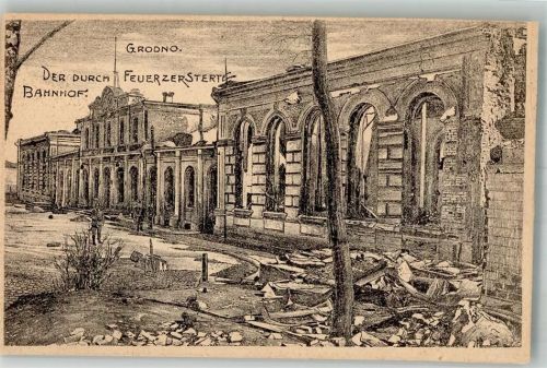 Hrodna Bahnhof zerstört durch Feuer