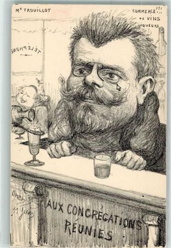 Mr. Trouillot Commerce de Vins Liqueurs aux Congregations Reunies Denizard Karikatur sign. Orens