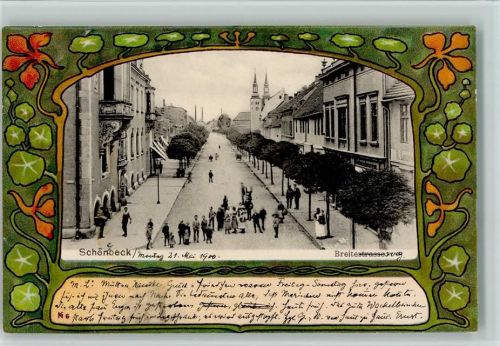 Schönebeck 1900 Jugendstil - Breitestr. , viele Menschen ,gute Erhaltung AK